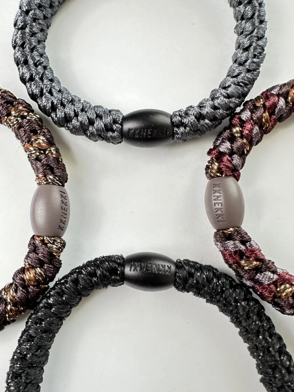 NWT 4-Bundle Authentic Original KKNEKKI Hair Ties/Elastics in Moody Dark Colors